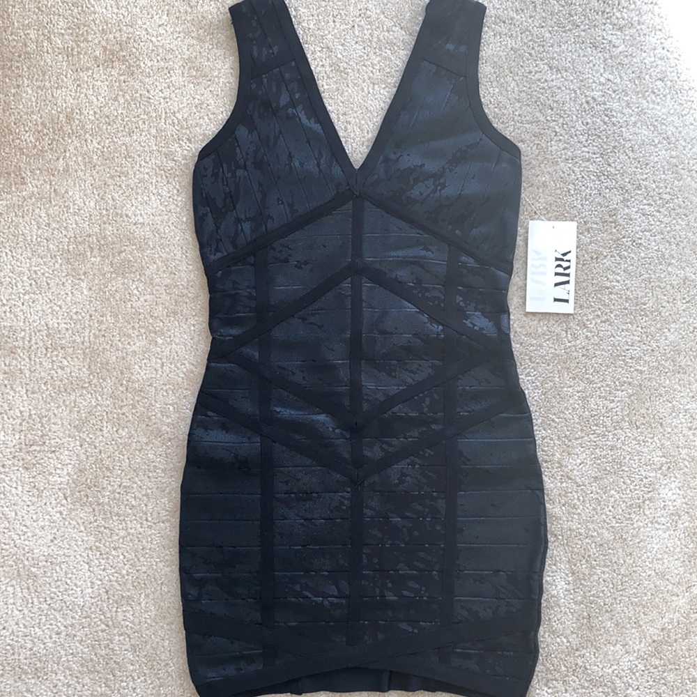 Lark Black Dress with detailed pattern. NWT